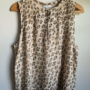 Joie Silk Animal Print Sleeveless Keyhole Top